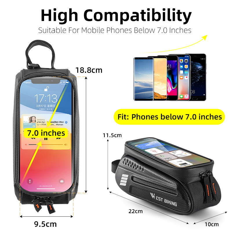 Bolso Frontal para Bicicleta con Soporte para Celular SMALL