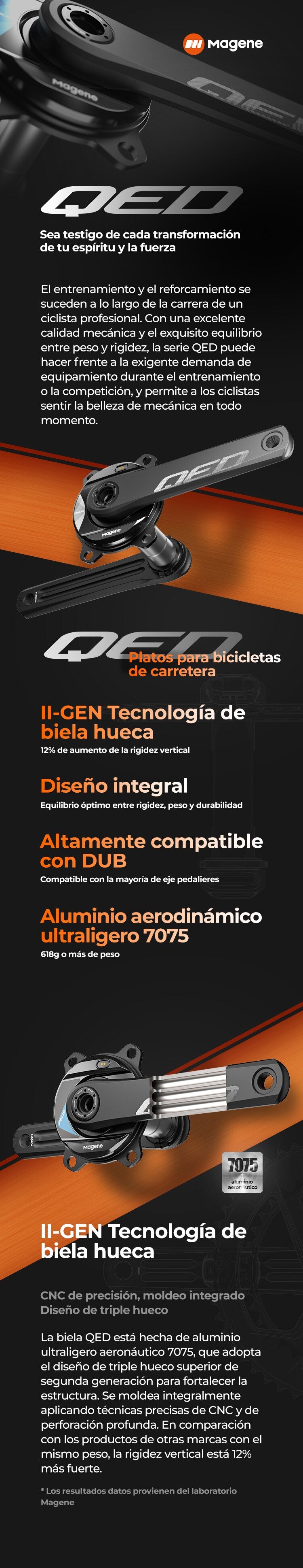 Magene-medidor de potencia de araña de carreras QED P505, juego de bielas con Crankset