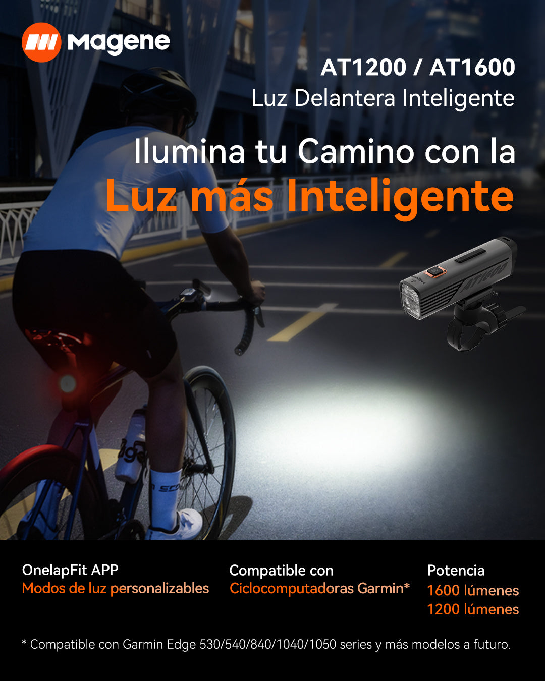 Luz delantera inteligente para bicicleta AT1200/AT1600