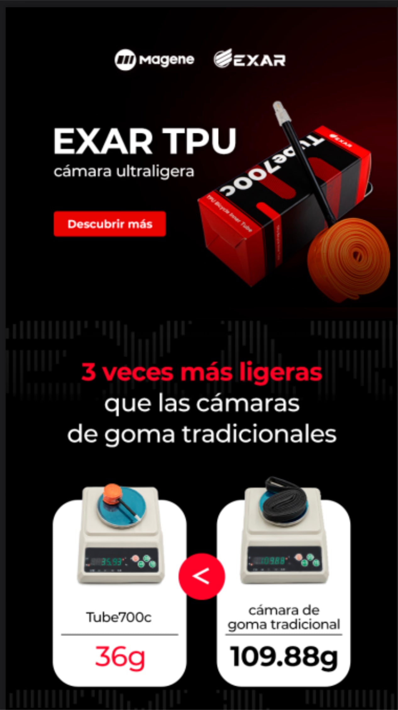 Tubos ultra ligeros TPU EXAR 36gr