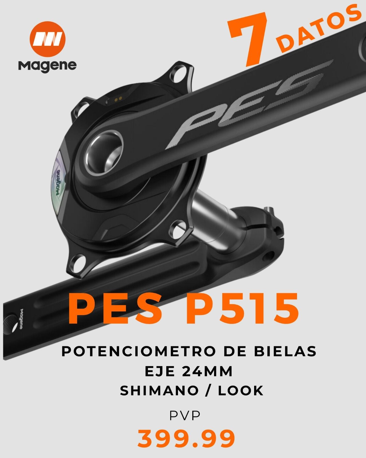 Potenciómetro Magene PES P515 2025 - Precisión de Potencia ±1%, Biela de Aluminio 7075, 240 Horas de Batería