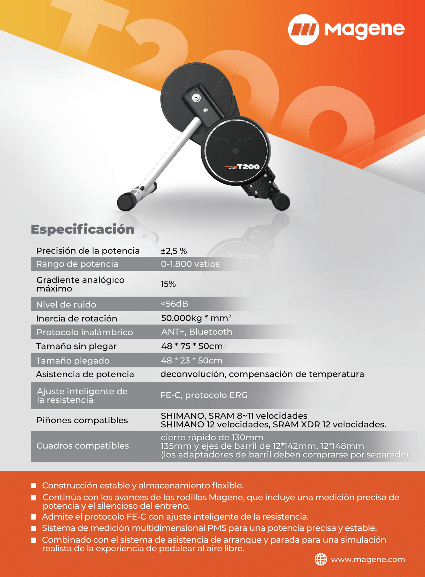 Simulador Inteligente Magene T200 SWIFT ANT+ BLUETOOTH